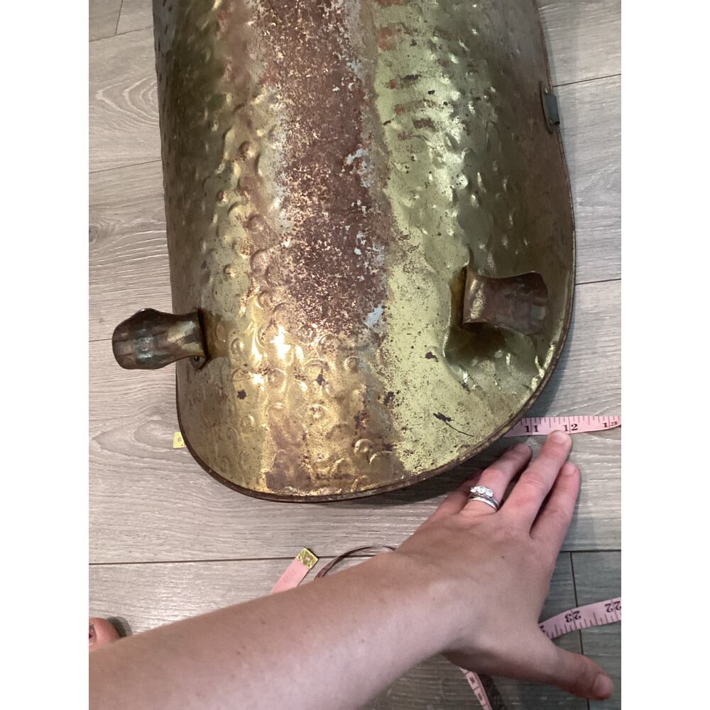Vintage Brass Firewood Holder Handle Patina Farmhouse Country Modern Heritage - Picture 9 of 10